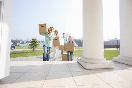 Commercial removals in Newington with office equipment and storage boxes