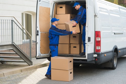 Furniture storage units in Newington with neatly packed household items