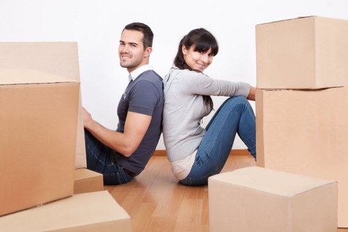 Removal van parked for a Newington apartment relocation
